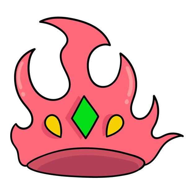 Fire king crown red doodle icon drawing