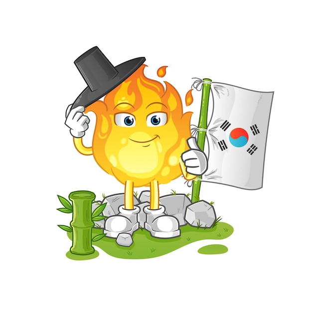 Fire korean character. cartoon mascot vector