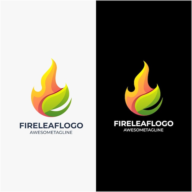 Foglia di fuoco colorato logo design