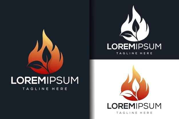 fire leaf gradient logo design