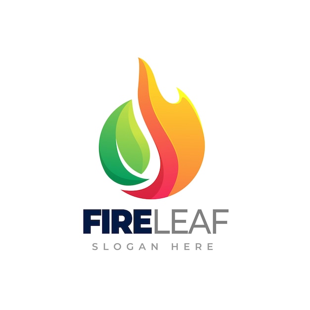 Fire leaf gradient logo template