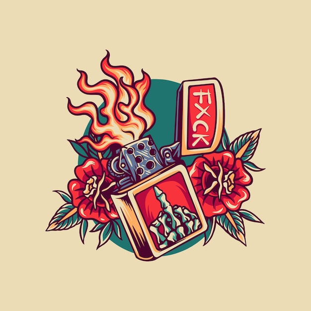 Fire lighter retro illustration