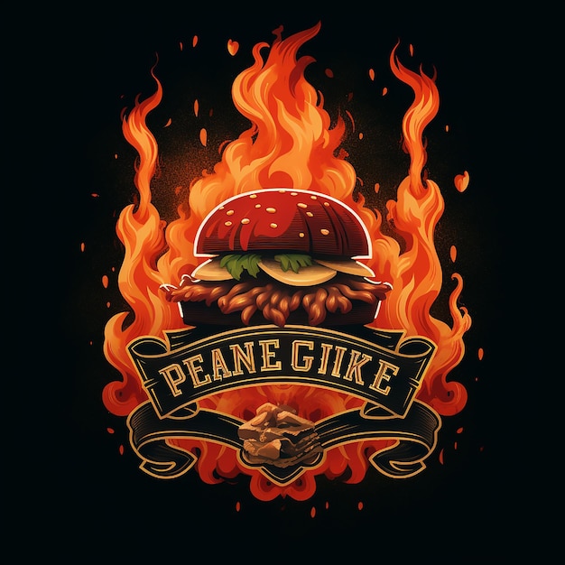 Логотип огня для бургера