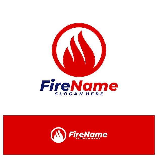 Modello di progettazione del logo del fuoco cerchio del concetto del logo del fuoco simbolo dell'icona creativa