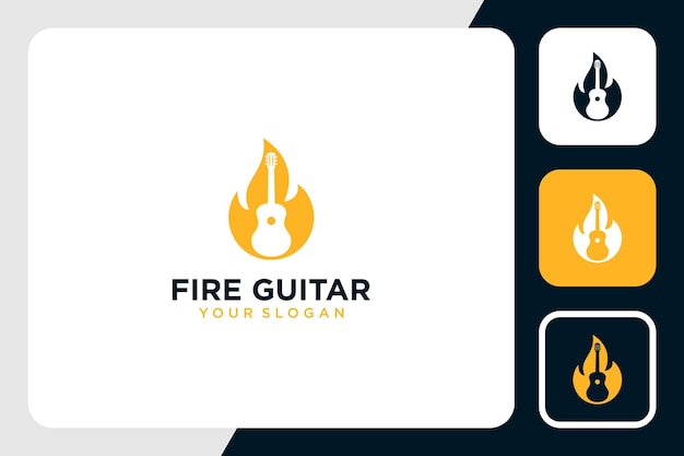 Design del logo del fuoco con ispirazione per chitarra