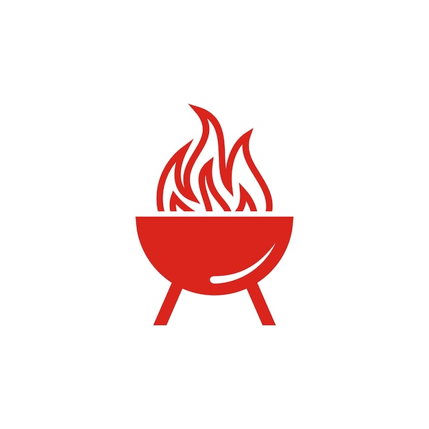 fire logo hot bbq restaurant food icon vector concept