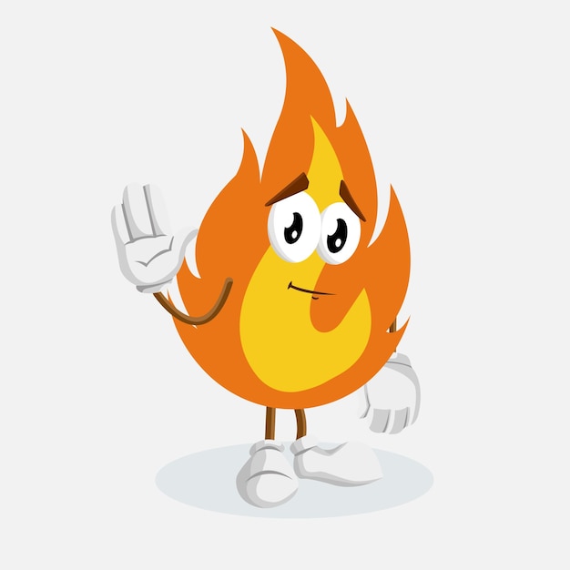 fire logo mascot goodbye pose