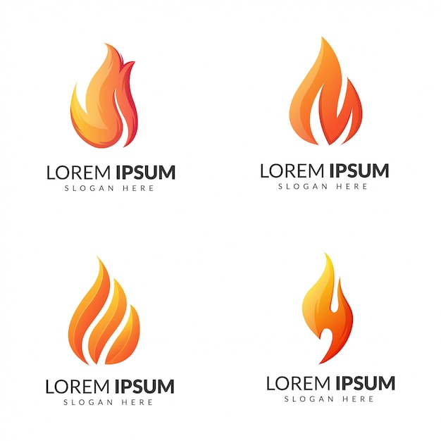 Modello di incendio logo set