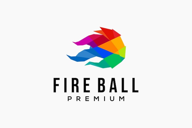 Fire logo vector illustration in low poly