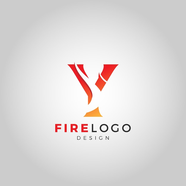 Vettore logo fire con la lettera y