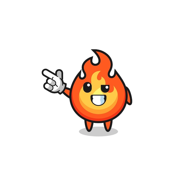 Fire mascot pointing top left cute design