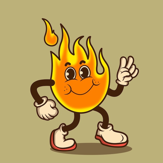 Vector fire mascot retro logo