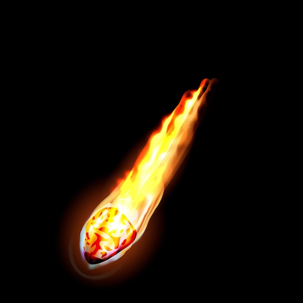 Fire meteorite icon Realistic illustration of fire meteorite vector icon for web design