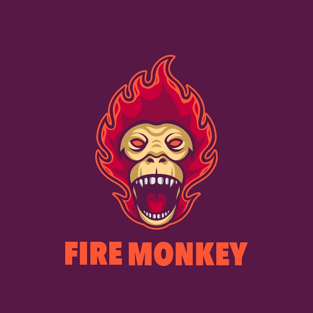 Fire monkey mascot logo for esport gaming or emblems