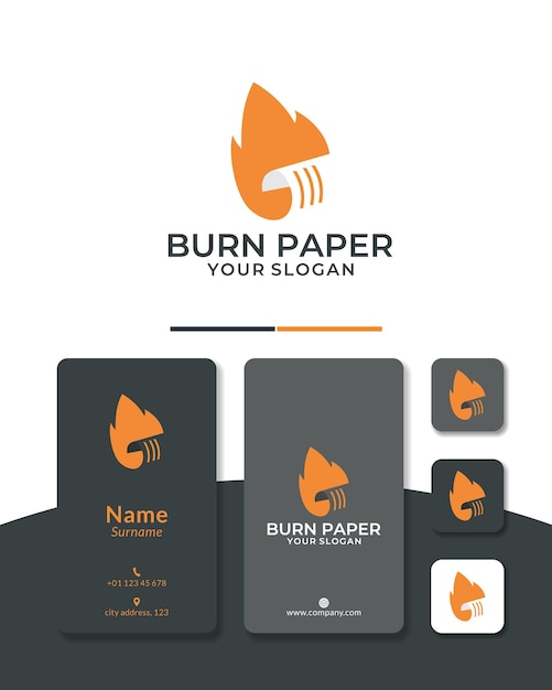 Огненная бумага дизайн логотипа горящий документ