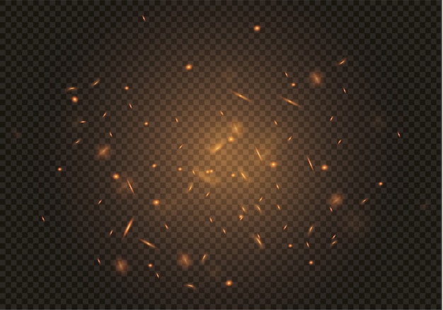 Vector fire particles. flying spark in the air.