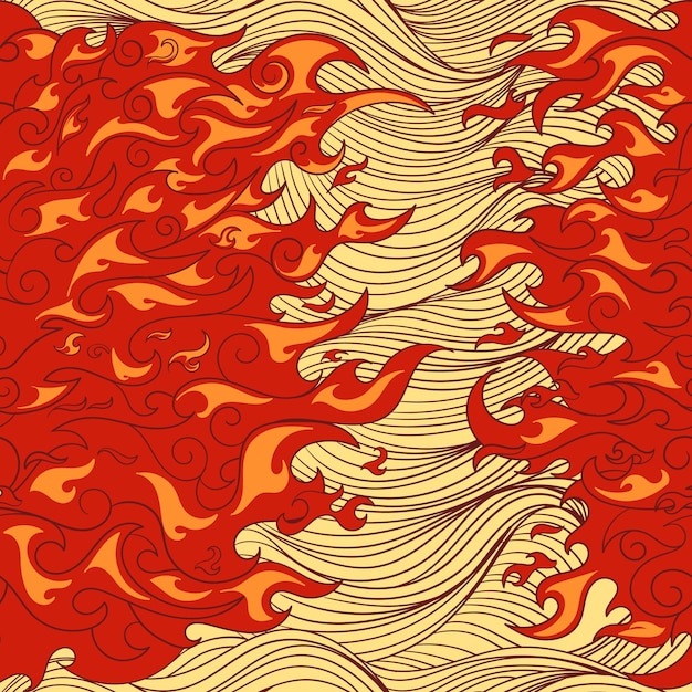 fire pattern vector with seamless abstrack lines