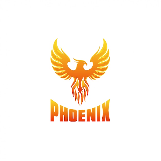 Vector fire phoenix logo design template
