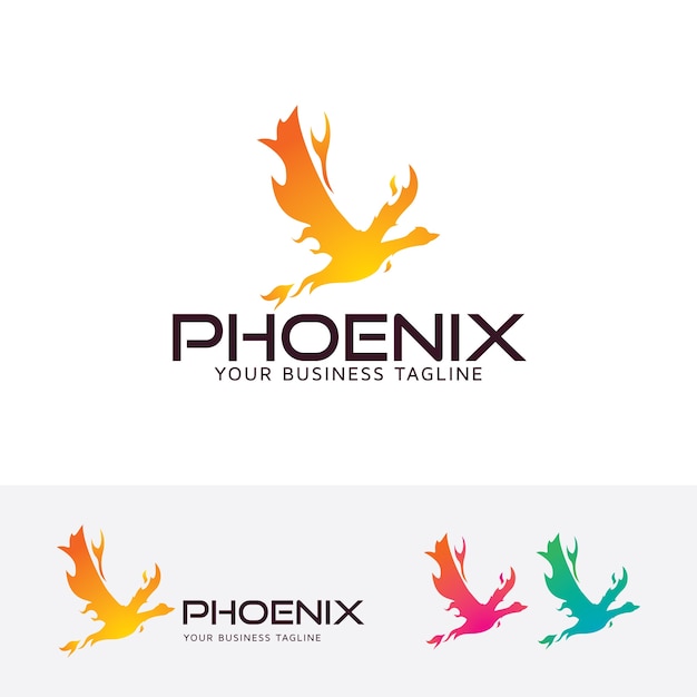 Fire phoenix vector logo template