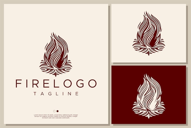 Fire pit logo design template.