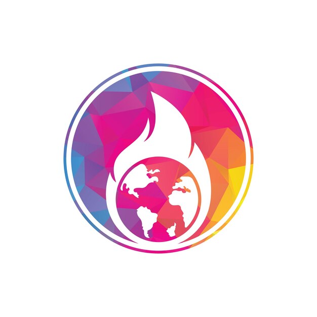 Fire Planet vector logo design template