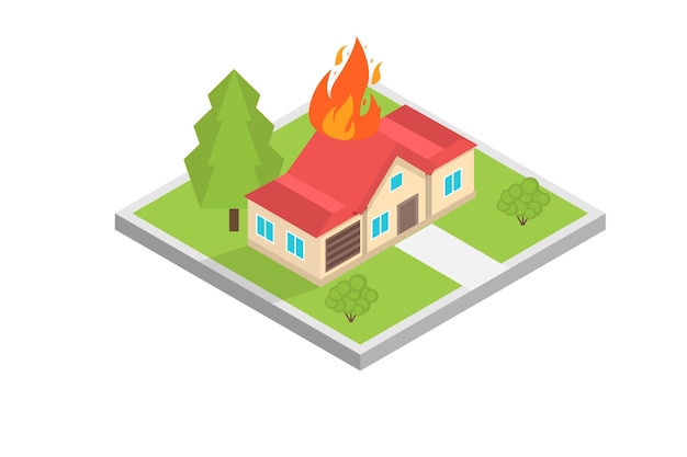 Fire protection, fire alarm online concept. vector illustration.