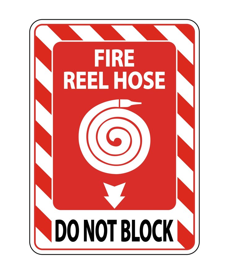 Vector fire reel hose do not block sign isolate on white backgroundvector illustration eps10