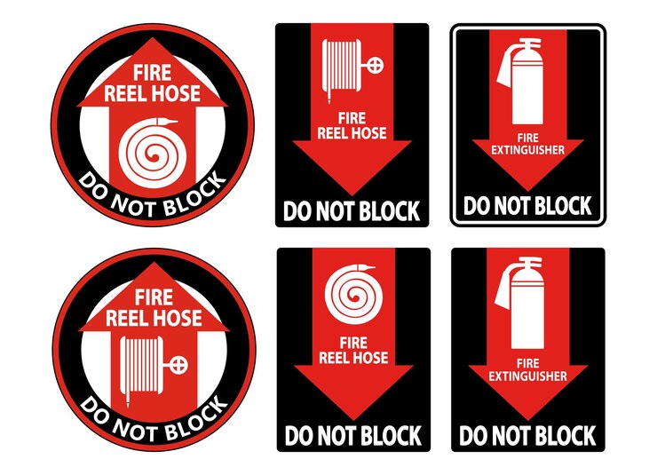 Vector fire reel hose do not block sign on white background