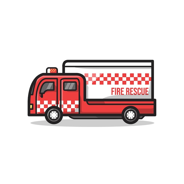 fire rescue department ambulance vehicle in unique minimalist line art illustration