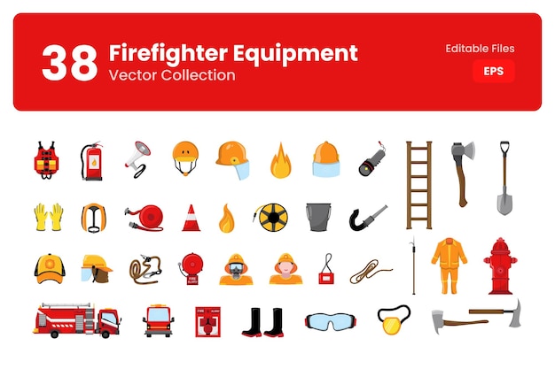 Illustrazione vettoriale degli elementi di soccorso antincendio