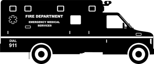 Fire Rescue Emergency Ambulance Van in Flat Style Vector Illustration