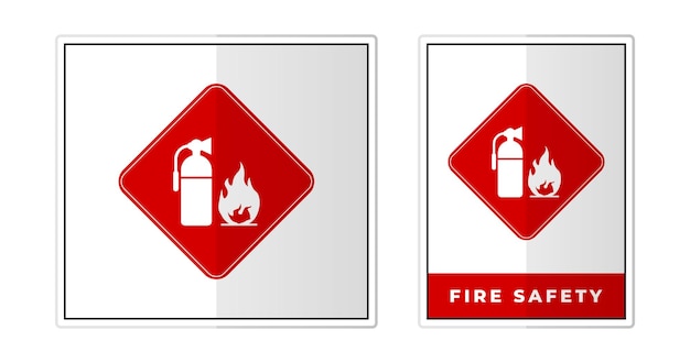 Vettore illustrazione di vettore dell'icona di simbolo dell'etichetta del segno rosso di sicurezza antincendio