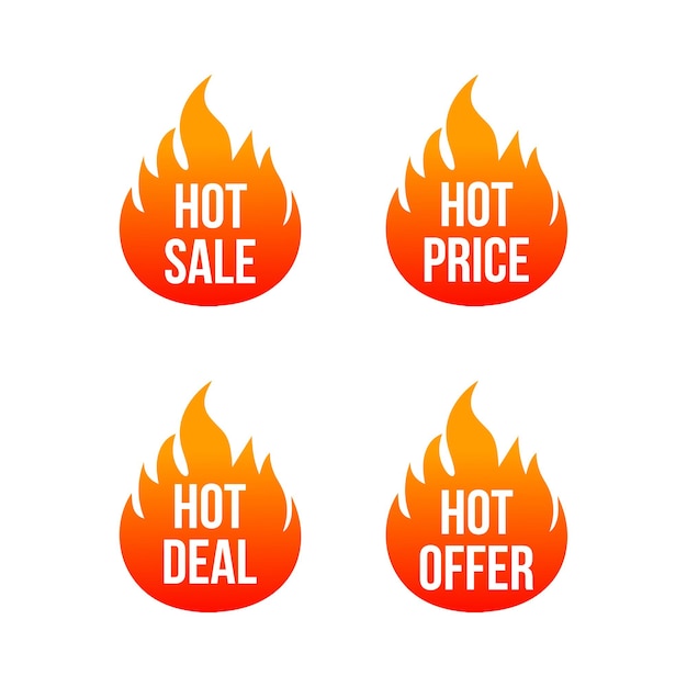 Fire sale flat label set template design