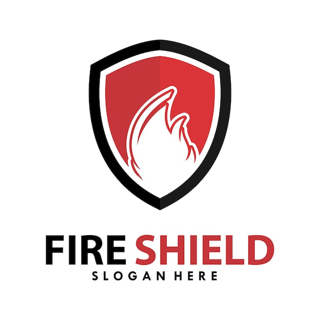 Fire shield logo design template