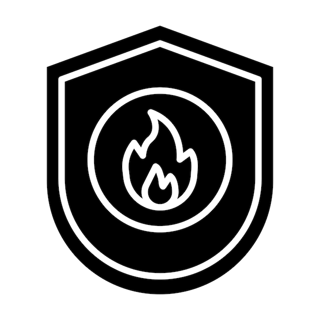 Fire Shield Vector Illustration Style