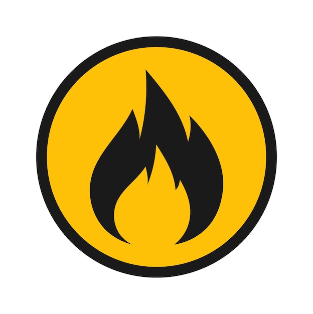 Fire sign flat round icon