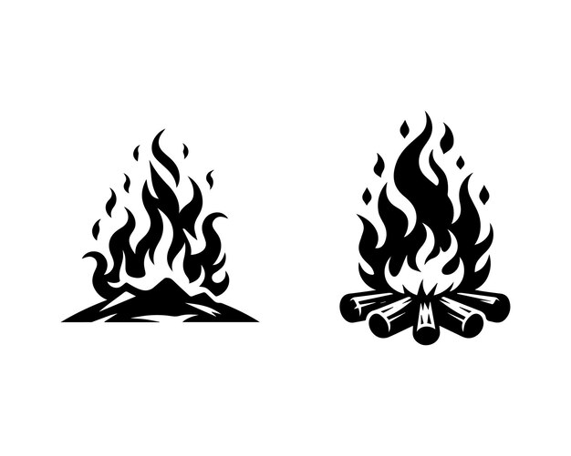 Vector fire silhouette vector icon graphic logo design