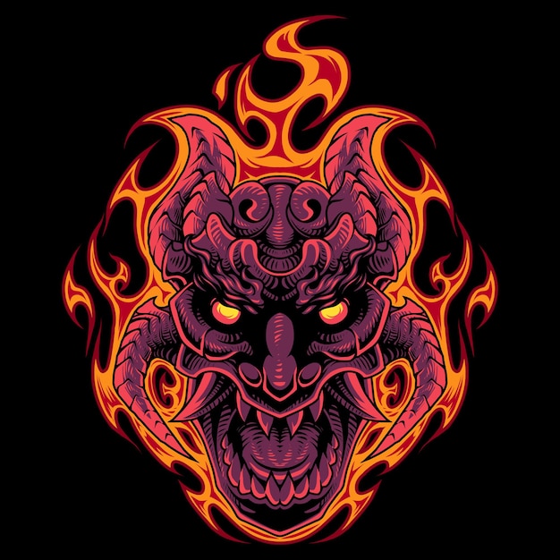 Vector fire skull head mascot logo