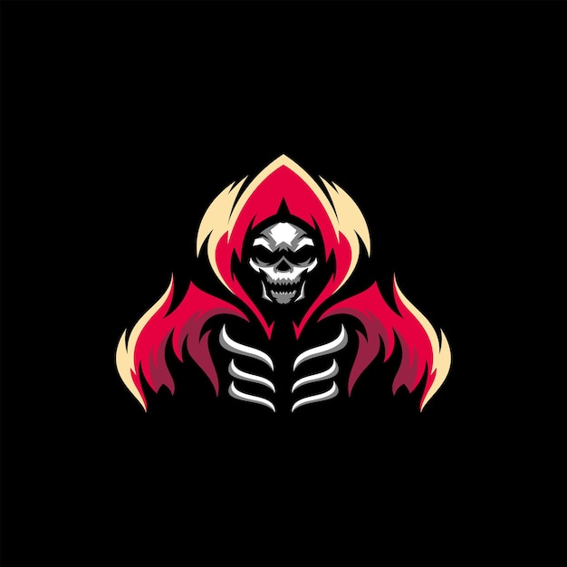 Vector fire skull with red and yellow