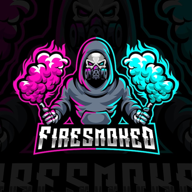 Vector fire smoked mascot for sports esports twitch gaming logo