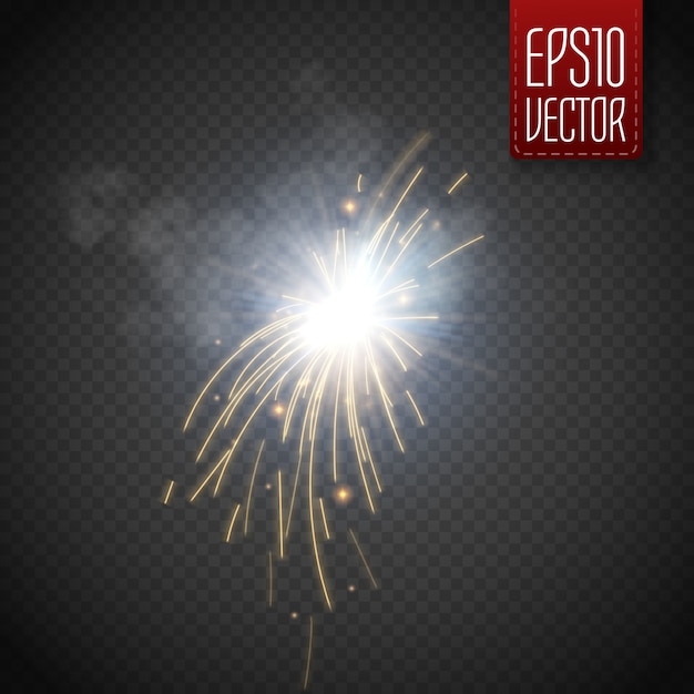 Vector fire sparks isolated  glowing light effect