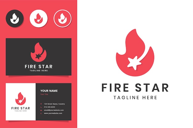 Fire star negative space logo design