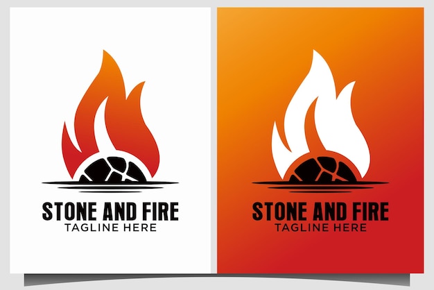 Vector fire and the stones logo design template