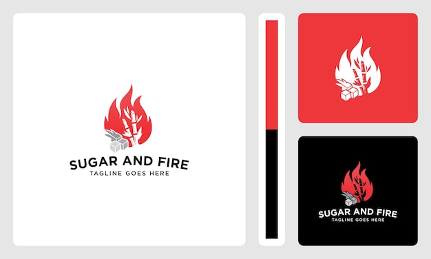 fire sugar and sugar cane logo