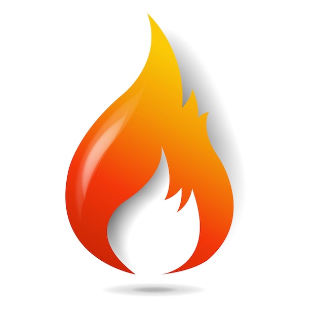 Fire Symbol Isolated White Background With Gradient Background, Vector Illustration