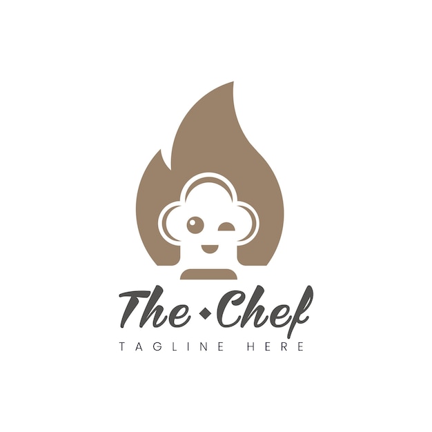 Fire symbol logo design and chef hat symbol