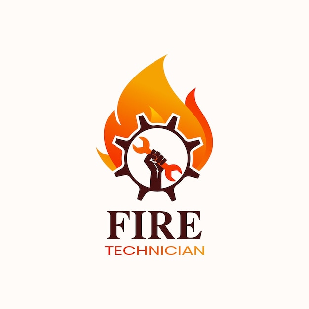 Vector fire technician creative modern logo design