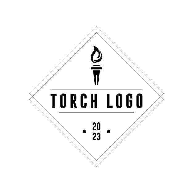 fire torch logo vector retro design