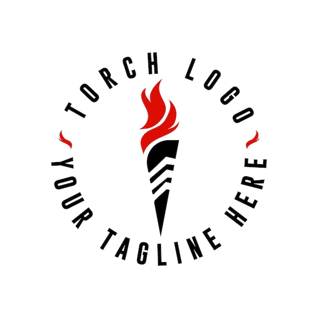 火のトーチのロゴのベクトルのレトロなデザイン
