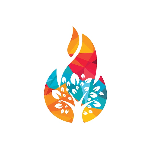 Fire Tree vector logo design template